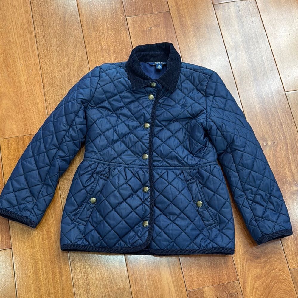 Polo Ralph Lauren Quilted Barn Girls Navy Blue Jacket Size 6X
